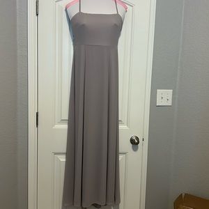 Show Me Your Mumu Bridesmaid Dress- Lauren Tie Maxi Dress in Dove Gray Chiffon